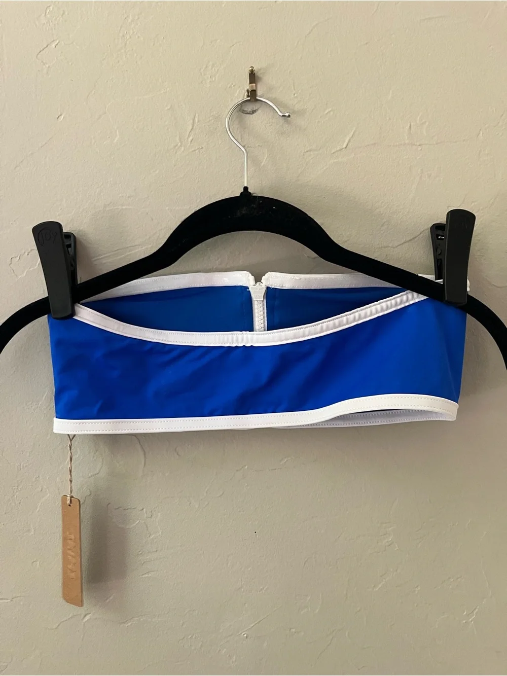 💙SKIMS SPORTY ZIP UP SWIM BANDEAU BIKINI TOP COBALT FLAWED S